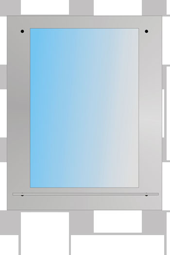 прямоугольное зеркало с полочкой зеркало (бронза, графит) 400x500 подложка, зеркало (серебро) 280x410 + полка