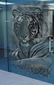 гравировка фотографии тигра на стекло